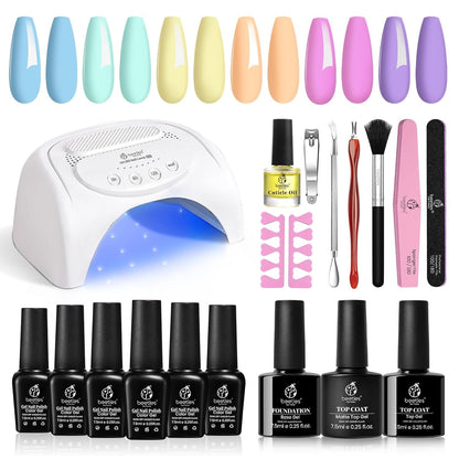 Nail Set 6 Colors Skin Tones Collection Nude Pink Gel Nail Polish Brown Neutral Soak off Uv Led Lamp Needed Manicure Diy Home