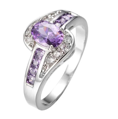 Exquisite Silver Color Natural Sapphire Gemstones Opal Birthstone Bride Princess Wedding Engagement Strange Ring Size 6 7 8 9 10