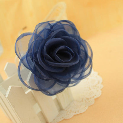 Rose Flower Hair Clips, Brooches, and Pins with Blue Accent | Versatile Floral Accessories for Women