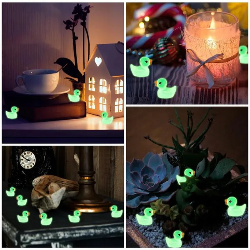 100/50/25/5PCS Mini Luminous Resin Ducks Glow in The Dark Miniature Ornament Tiny Ducks For DIY Fairy Garden Micro Landscape Potted Decoration