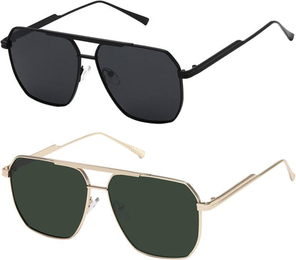 Polarized Sunglasses Womens Men Retro Oversized Square Vintage Shades Classic Large Metal Sun Glasses K1221