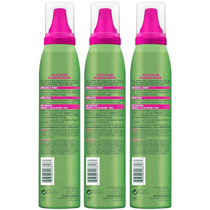 Fructis Style Sky-Hi Volume Mousse, Extreme Hold, 6.4 Oz, 3 Count (Packaging May Vary)