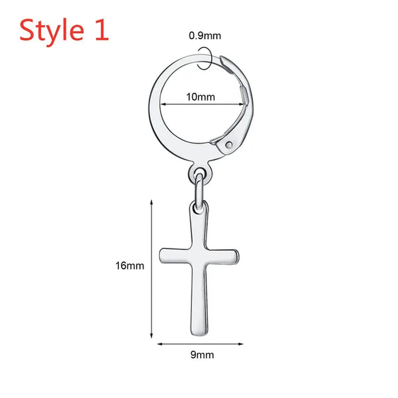 1 Pair Stainless Steel Huggie Hinged Hoop Earrings Hoop Dangle Earrings for Women Men Silver Black
