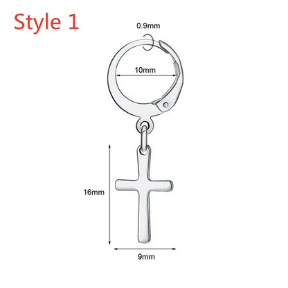 1 Pair Stainless Steel Huggie Hinged Hoop Earrings Hoop Dangle Earrings for Women Men Silver Black