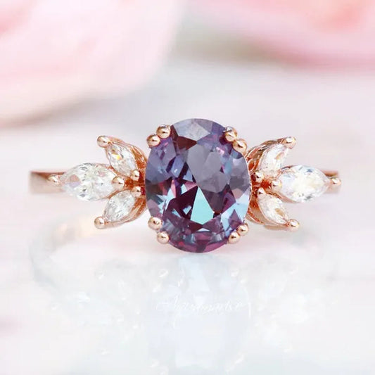 Boutique Simple Colored Zircon June Birthstone Women's Ring Anniversary Christmas Gift Beach Party Jewelry Size 5-11 Bague Femme