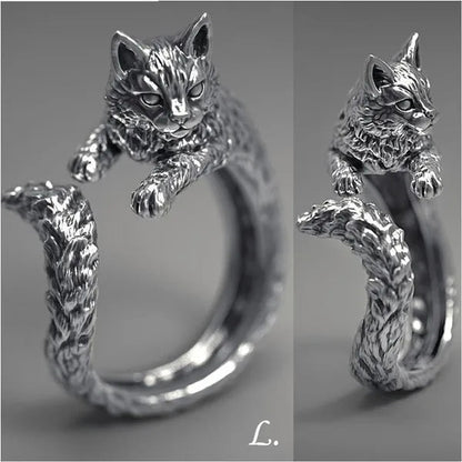 1Pcs Cute Cat Kitten Ring Animal Opening Ring Cocktail Party Women Cute Pet Adjustable Rings Anniversary Jewelry Gift