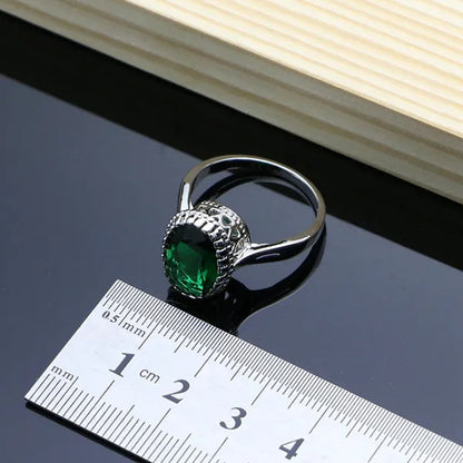 Natural 925 Sterling Silver Jewelry Green Emerald Jewelry Sets Wedding Women Earrings/Pendant/Necklace/Ring/Bracelets