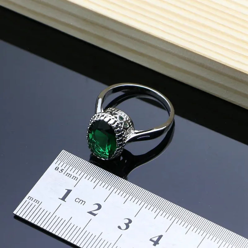 Natural 925 Sterling Silver Jewelry Green Emerald Jewelry Sets Wedding Women Earrings/Pendant/Necklace/Ring/Bracelets