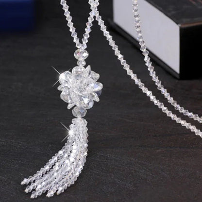 Crystal Bead Female Pendant Necklace Tassel Long Sweater Chain Necklace Decoration