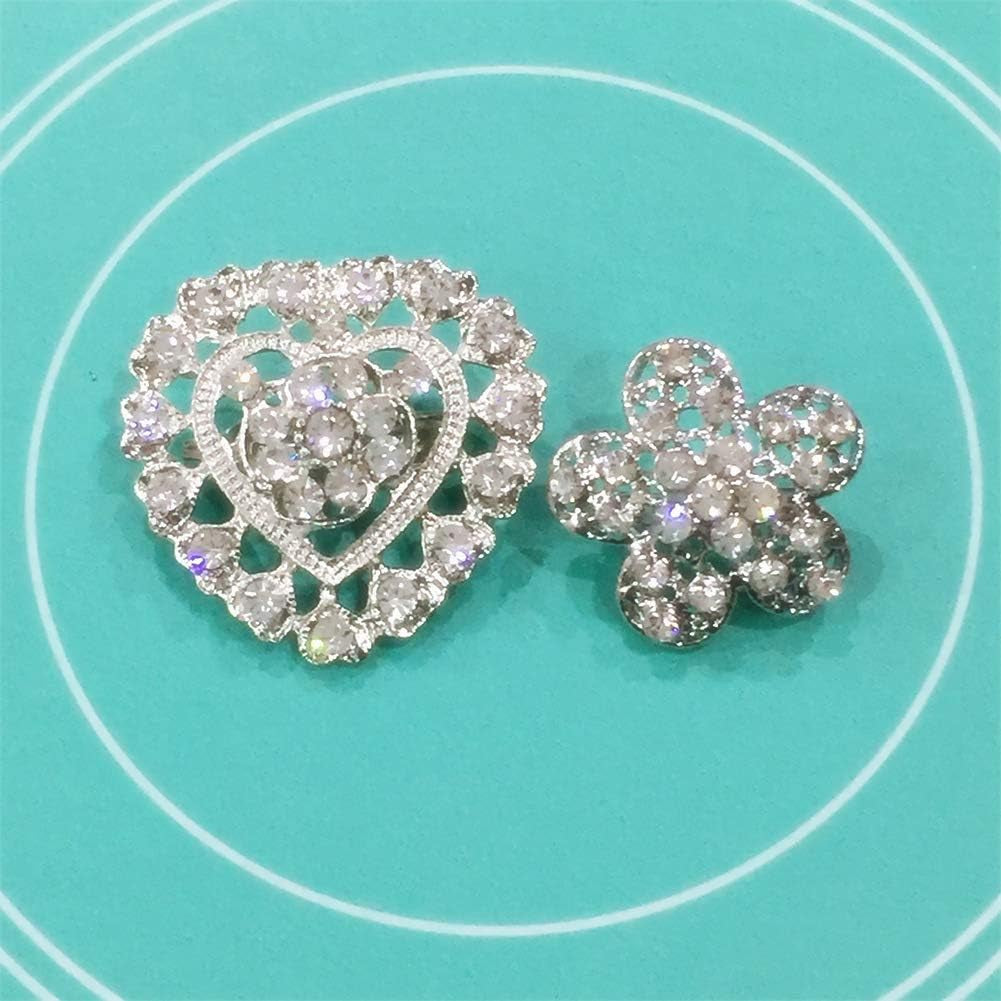 24Pcs Lot Rhinestone Crystal Flower Brooches Pin Set