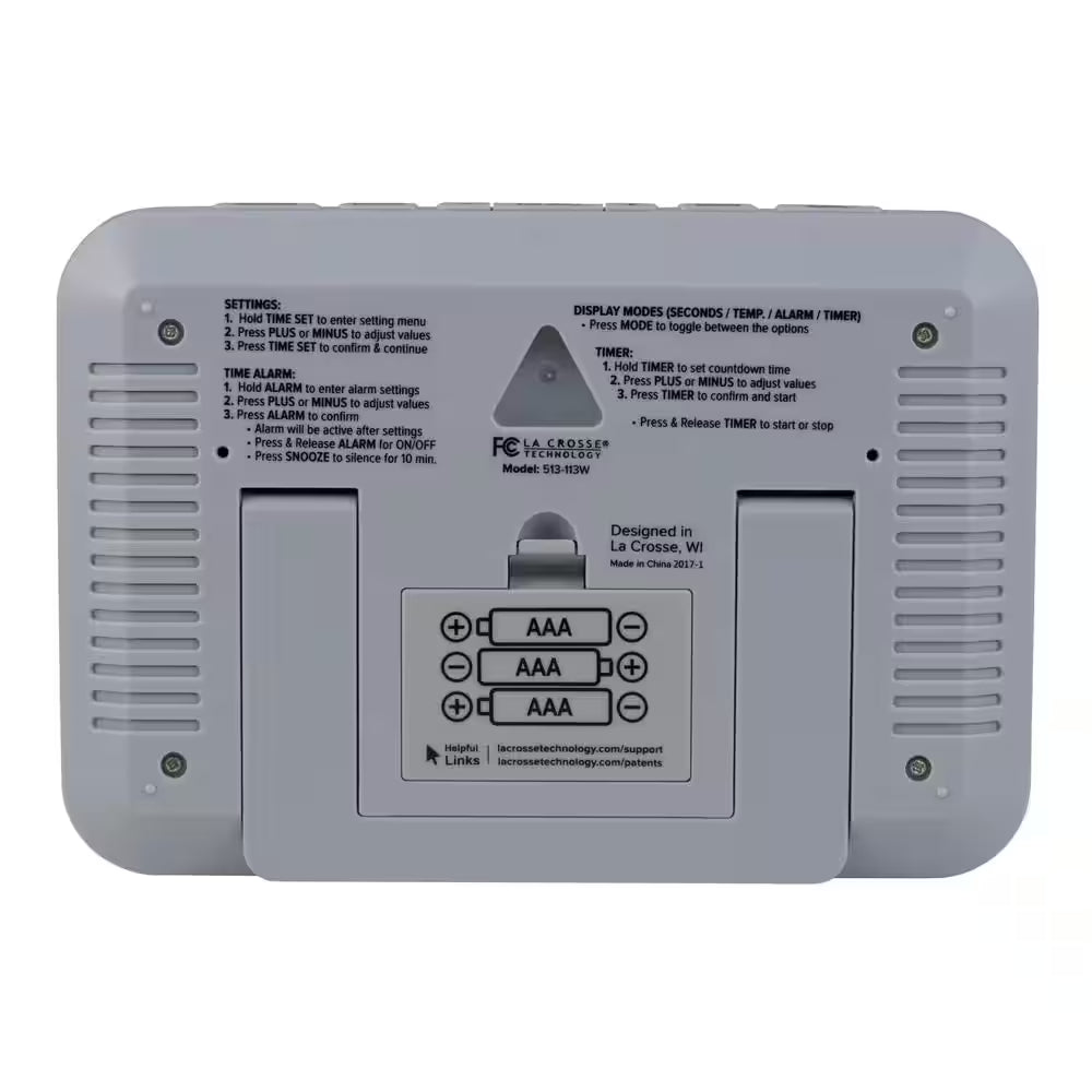 Digital White Wall Clock with Temperature and Countdown Timer