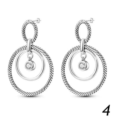 New 925 Sterling Silver Sparkling Two-Tone Zircon Stud Earrings European Fashion Women's Jewelry Earrings
