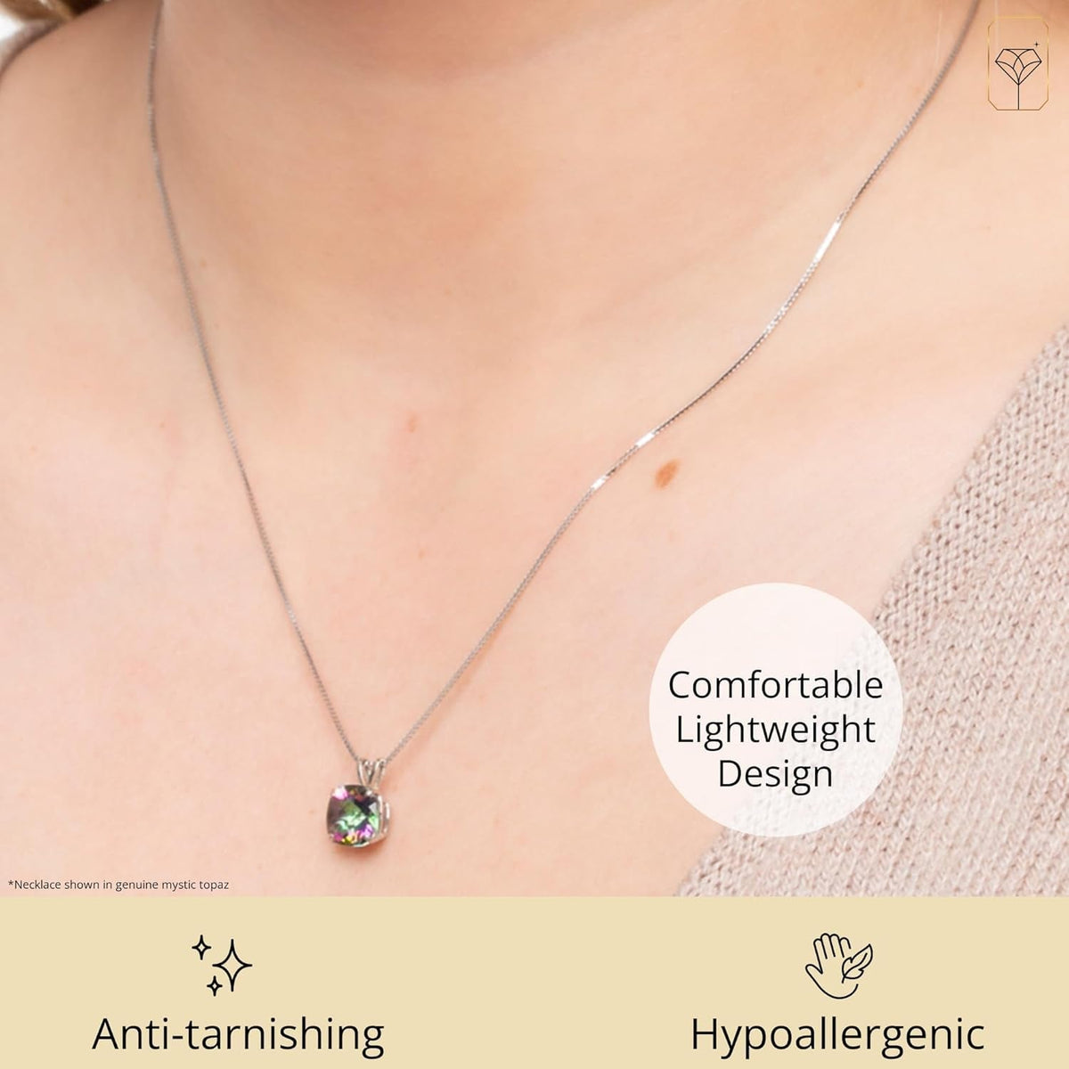 925 Sterling Silver 6Mm Cushion Cut Birthstone Solitaire Pendant Necklace for Women with 18 Inch Box Chain
