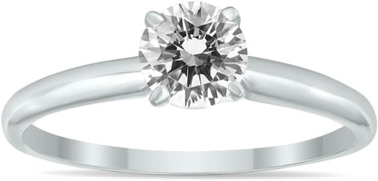 Certified 1/4 Carat - 1 Carat Diamond Solitaire Ring Available in 14K White Gold (J-K Color, I2-I3 Clarity)