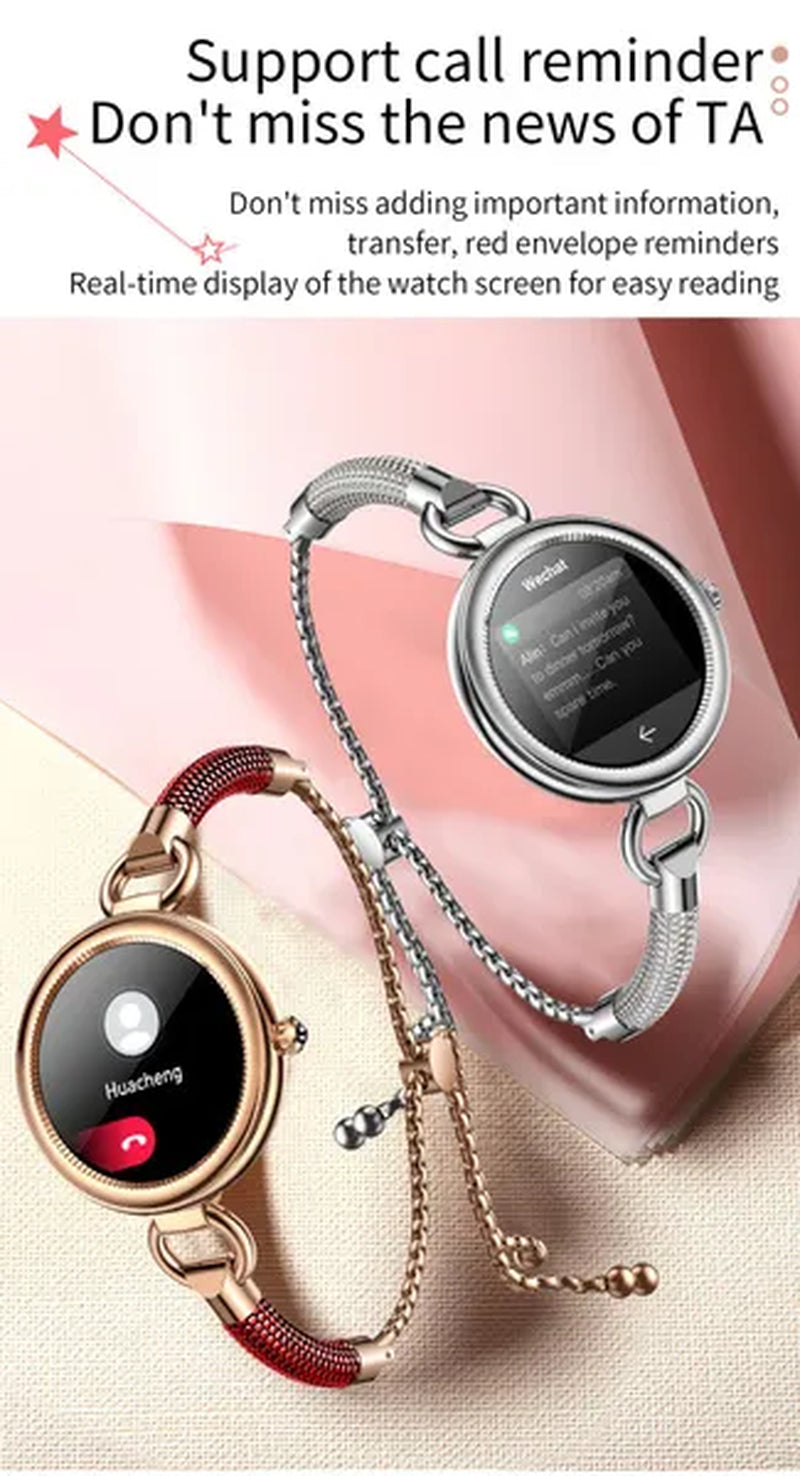 Women Lovely Diamond Bracelet Smart Watch Full Touch Screen Sports Fitness Tracker IP67 Waterproof Women's Smartwatch for Android IOS