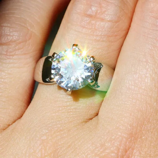 Luxury  Silver Natural Gemstones White Sapphire Birthstone Bride Wedding Engagement Multilayer Crown Ring Size 6 7 8 9 10