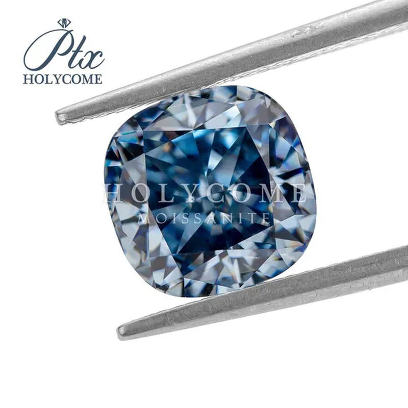 Best Loose Gemstones Moissanite Diamond Excellent Crushed Ice Cushion Cut Dark Vivid Blue Color Stone For Jewelry Diamond Ring