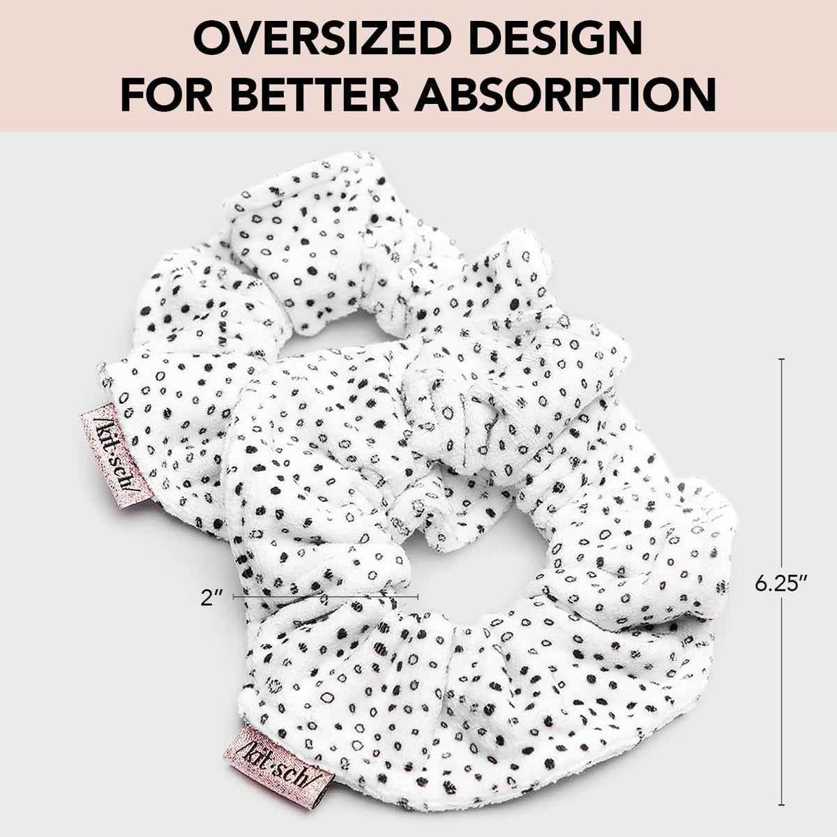 Microfiber Hair Towel Scrunchies - Soft and Highly Absorbent Microfiber Scrunchie for Women | Reduces Heat Drying Time - 2Pcs (Micro Dot Design)