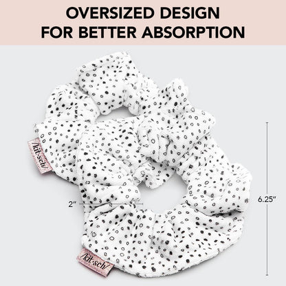 Microfiber Hair Towel Scrunchies - Soft and Highly Absorbent Microfiber Scrunchie for Women | Reduces Heat Drying Time - 2Pcs (Micro Dot Design)