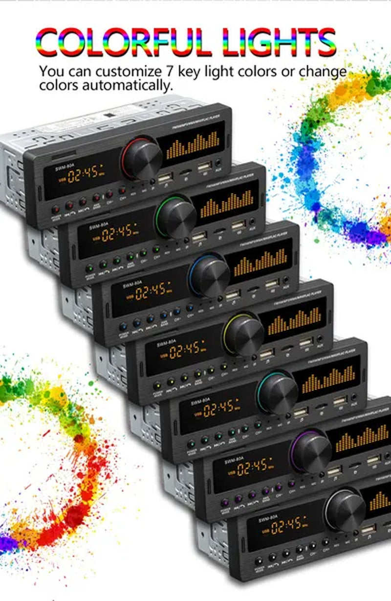 Hikity 1DIN In-Dash Car Radios Stereo Car MP3 Player Autoradio Bluetooth 12V Car Audio Music Support USB/SD/AUX-IN/AM/FM with Remote Control + Locate and Find the Car Function