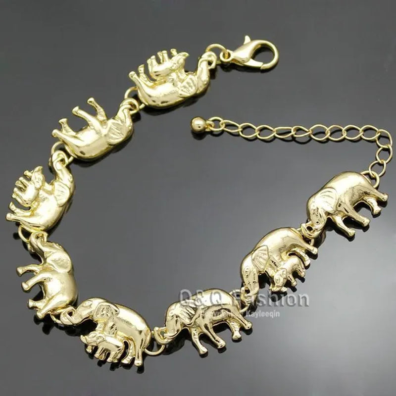 Brand New Fashion African Elephant & Baby Exquisite Charms Link Ganesh Chain Collar Statement Bib Necklace Gold Silver