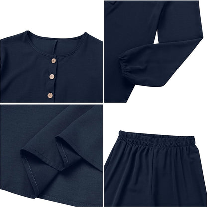 Abayas Dress for Women Muslim Long Sleeve Loose Top Pants 2 Pcs Dubai Islamic Muslim Women Matching Sets