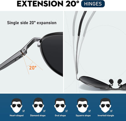 Sunglasses Men Polarized Aviator Sunglasses for Men Women Fishing Driving Sun glasses Metal Frame UV400 Protection