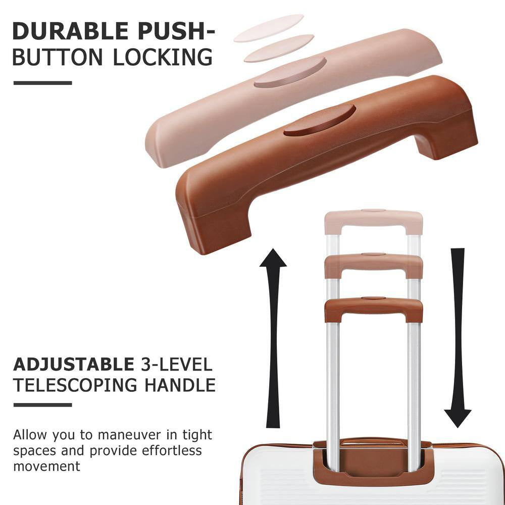Catalina Waves Nested Hardside Luggage Set in White, 3 Piece - TSA Compliant
