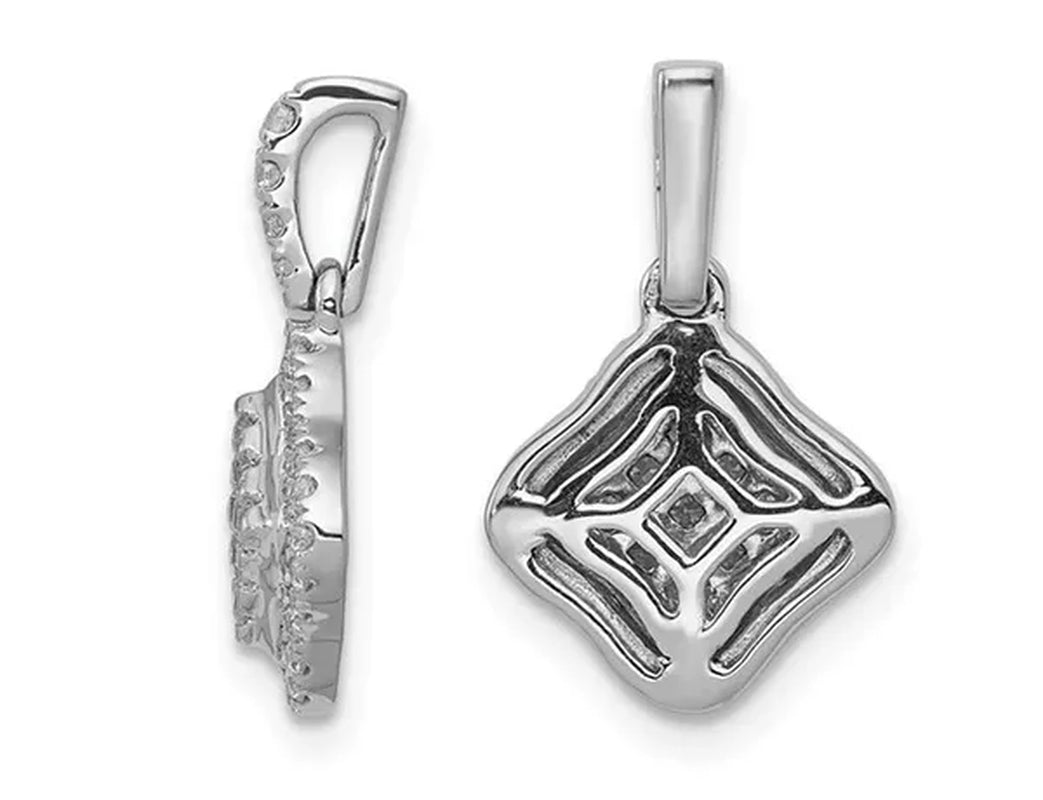 1/4 Carat (ctw) Diamond Cluster Pendant Necklace in 10K White Gold with Chain