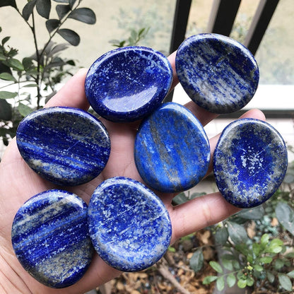 Natural Lapis Lazuli Crystal Thumb Worry Stone, Hand Carved Healing Crystal Teardrop Pocket Stones for Anxiety Stress Relief Meditation