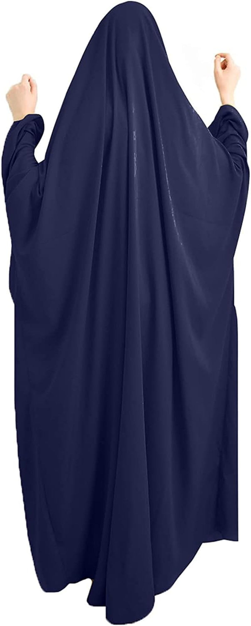 Women Muslim One-Piece Loose Full Cover Long Dress One-Size Overall Hijab Hooded Prayer Dress