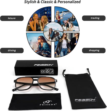 Retro Square Aviator Sunglasses Women Men 70s Vintage Trendy Plastic Frame Sun Glasses B2835