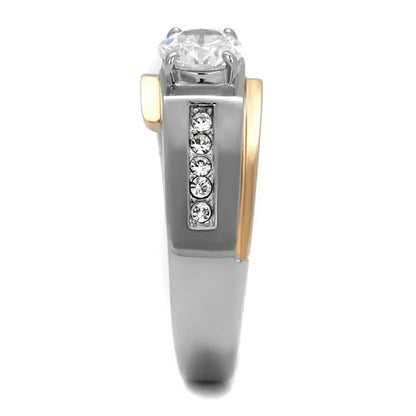 Men's 1.33 Ct Round Cut Simulated Diamond Two Toned Stainless Steel Ring Size 6-13