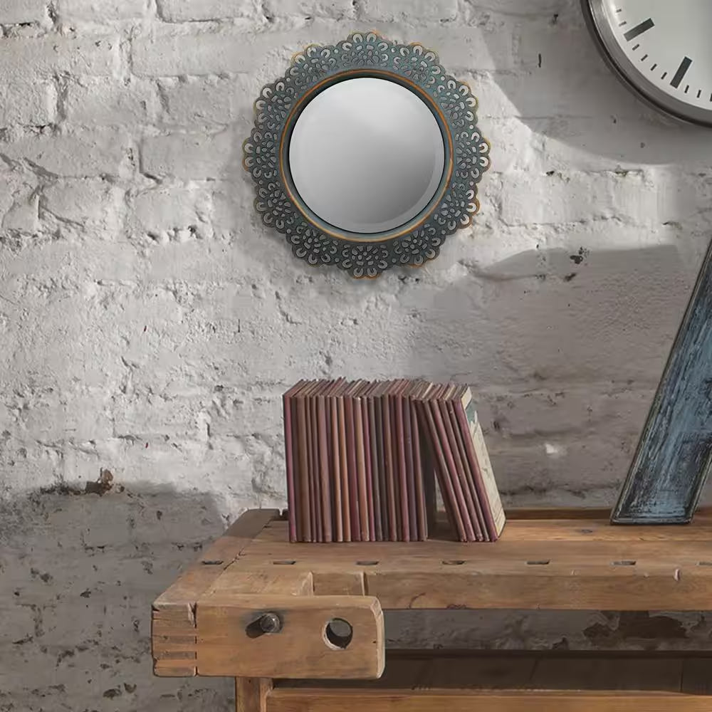 Small round Blue Casual Mirror (12.5 In. H X 12.5 In. W)