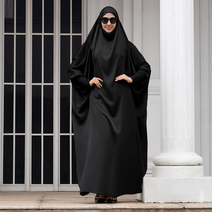 Jilbab for Muslim Women Hooded Abaya Kaftan Dress Hijab Chador One-Piece Loose Fit Arabic Islamic Prayer Robe