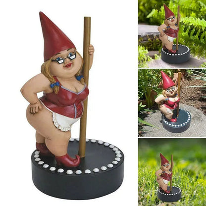 Garden Pole Dancing Gnome Resin Gnomes Statue Outdoor Decoration Sculpture Figurines Decorativas Home Decor Adornos Para Casa