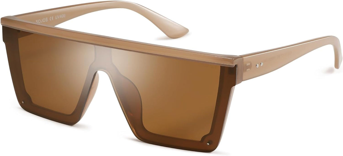 Square Big Sunglasses Women Thick Frame Flat Top Mirrored Sunnies Shades Goggle Siamese Lens SJ2117