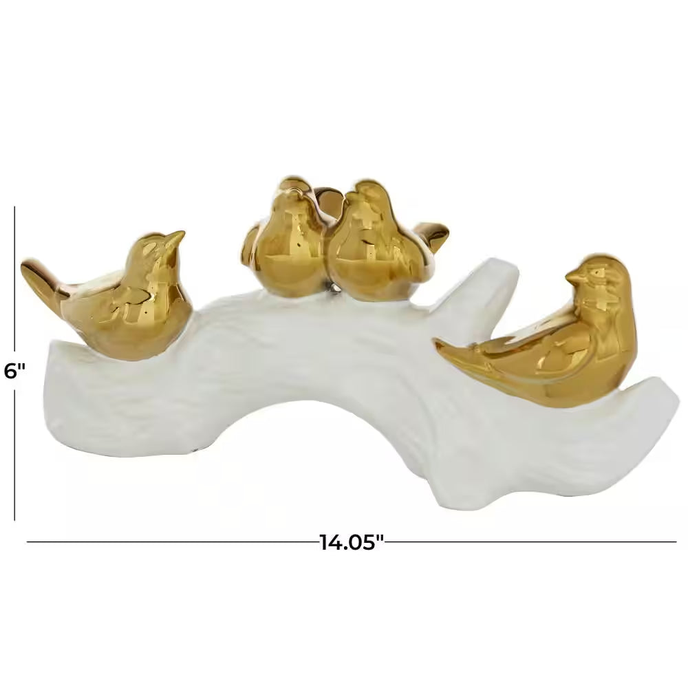 5 In. X 6 In. Gold Porcelain Bird Sculpture
