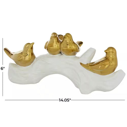 5 In. X 6 In. Gold Porcelain Bird Sculpture