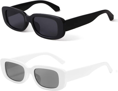 Rectangle Sunglasses for Women Retro Driving Glasses 90’s Vintage Fashion Narrow Square Frame UV400 Protection
