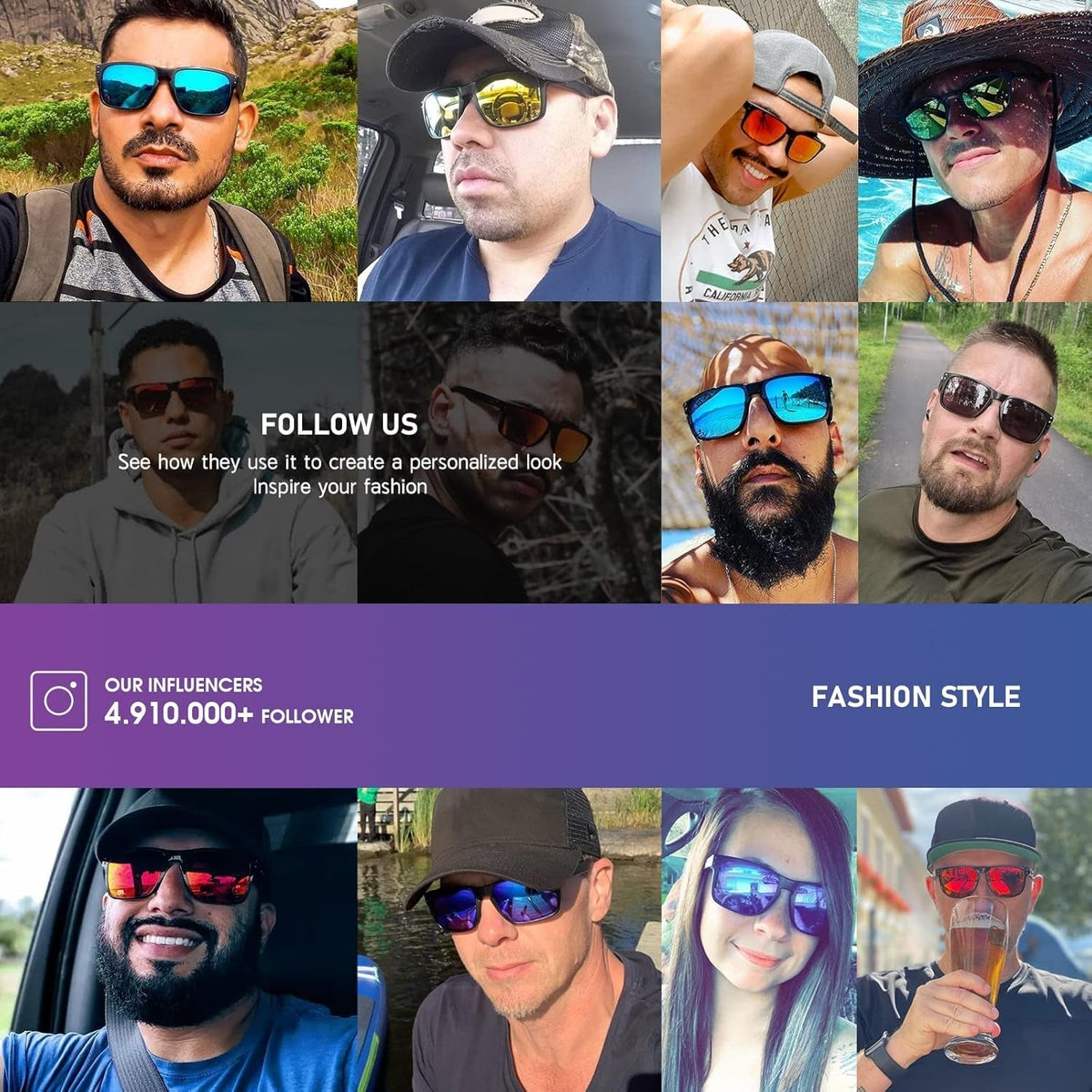 Polarized Sunglasses Men Womens - Retro Square Sun Glasses for Fishing Driving UV Protection (Black)