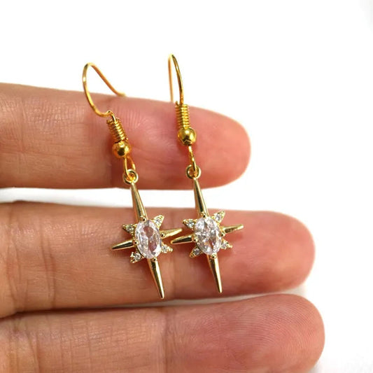 Luxury18k gold plated golden earrings for women Fashion 925 Sterling Silver Zircon Stud line earrings for girl jewelry gift