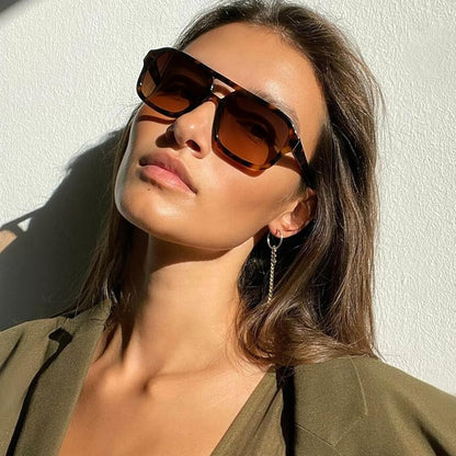 Retro Square Sunglasses for Women Men Trendy Rectangle Aviator Sun Glasses Vintage 70S Shades