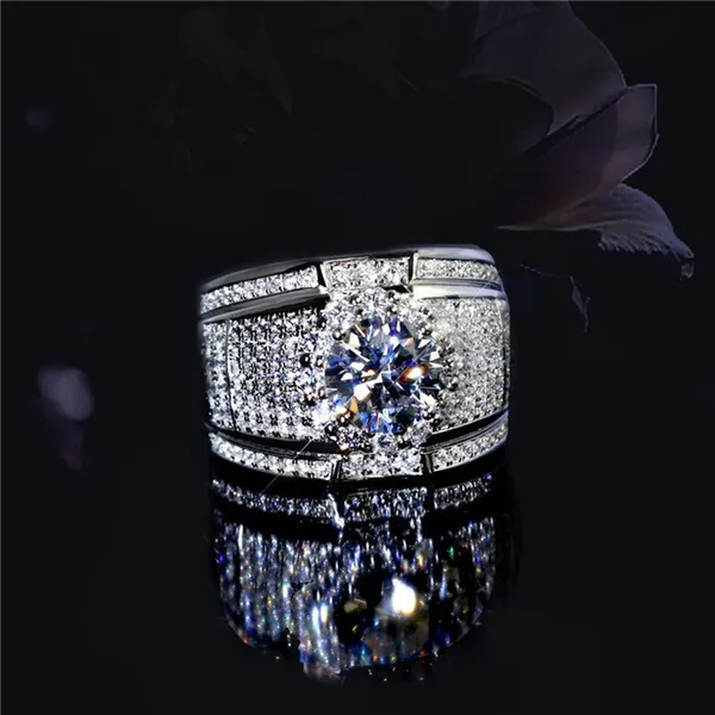 Fashion Luxury Jewelry Silver Plated Cubic Zirconia Men's Rings Women's Rings Wedding Engagement Anniversary Gift Ring Size US 5-13