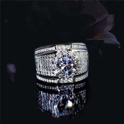 Fashion Luxury Jewelry Silver Plated Cubic Zirconia Men's Rings Women's Rings Wedding Engagement Anniversary Gift Ring Size US 5-13