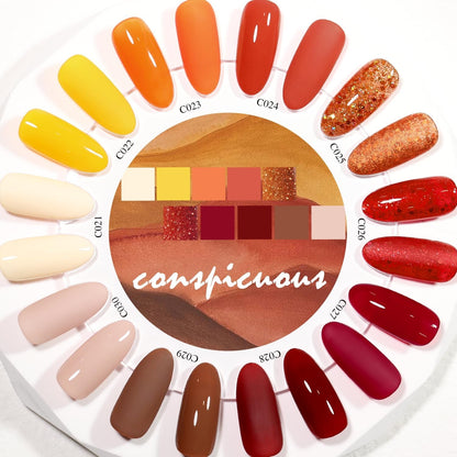 Gel Nail Polish Set-10 Colors Fall Yellow Orange Gold Glitter Pumpkin Dark Series Nail Gel Polish Starter Kit Soak Off Salon DIY Manicure Nail Art Gifts for Girls Women 7ml