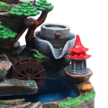 Desktop Rockery Fountain Waterfall Indoor Decoration LED Light Home Office Decor