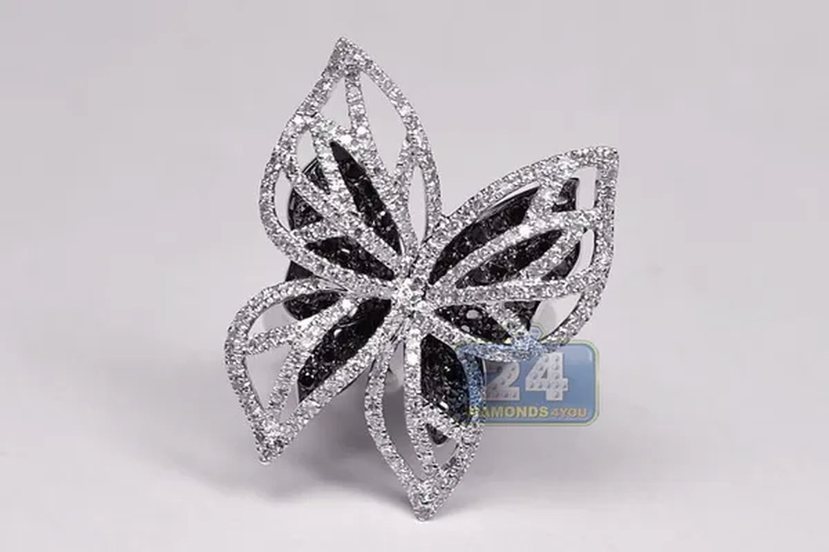 Dazzling 925 Sterling Silver Natural Gemstone White Sapphire Diamond Butterfly Brand Ring Wedding Engagement Jewelry