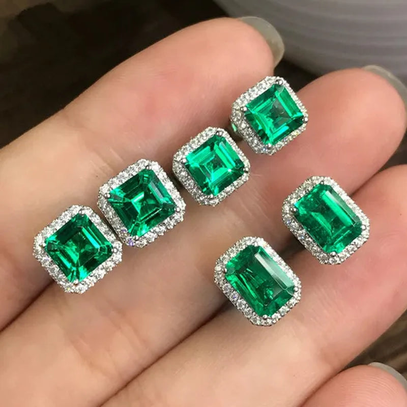 Luxury Female Elgant Emerald Earrings Fashion Gemstone Earrings Jewelry Stud Earrings for Women