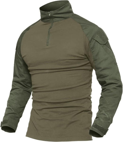 Men'S Tactical Military Shirts 1/4 Zip Long Sleeve Shirt with Pockets